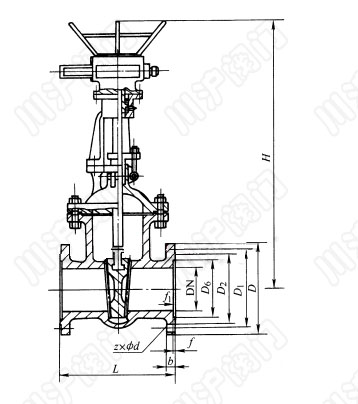 電動法蘭閘閥結構圖