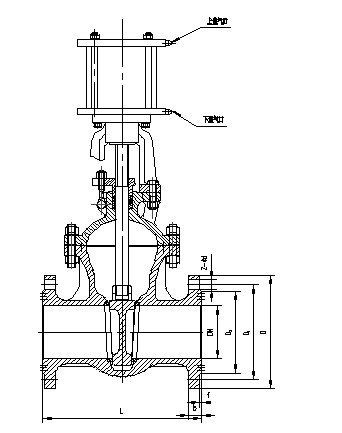 氣動法蘭閘閥結(jié)構(gòu)圖