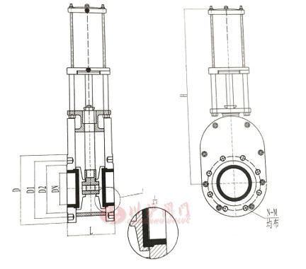 氣動(dòng)陶瓷閘閥結(jié)構(gòu)圖